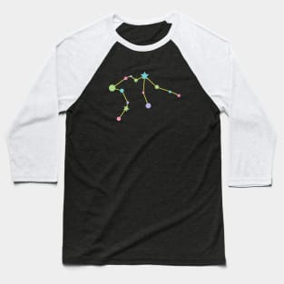 Aquarius Zodiac Constellation in Rainbow Pastels - Black Baseball T-Shirt